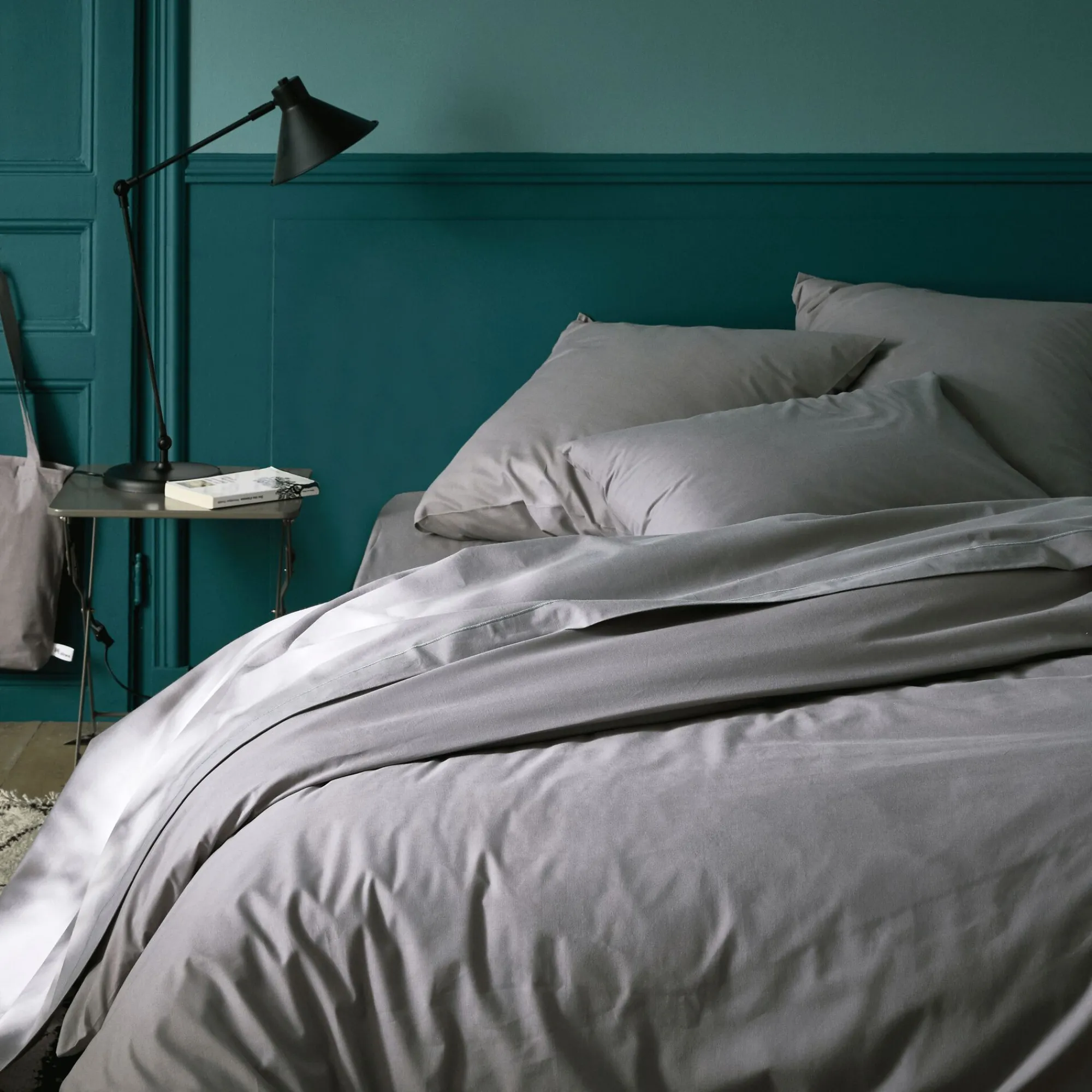 alinea Drap Plat*Drap plat en coton 270x300cm - restanque Gris
