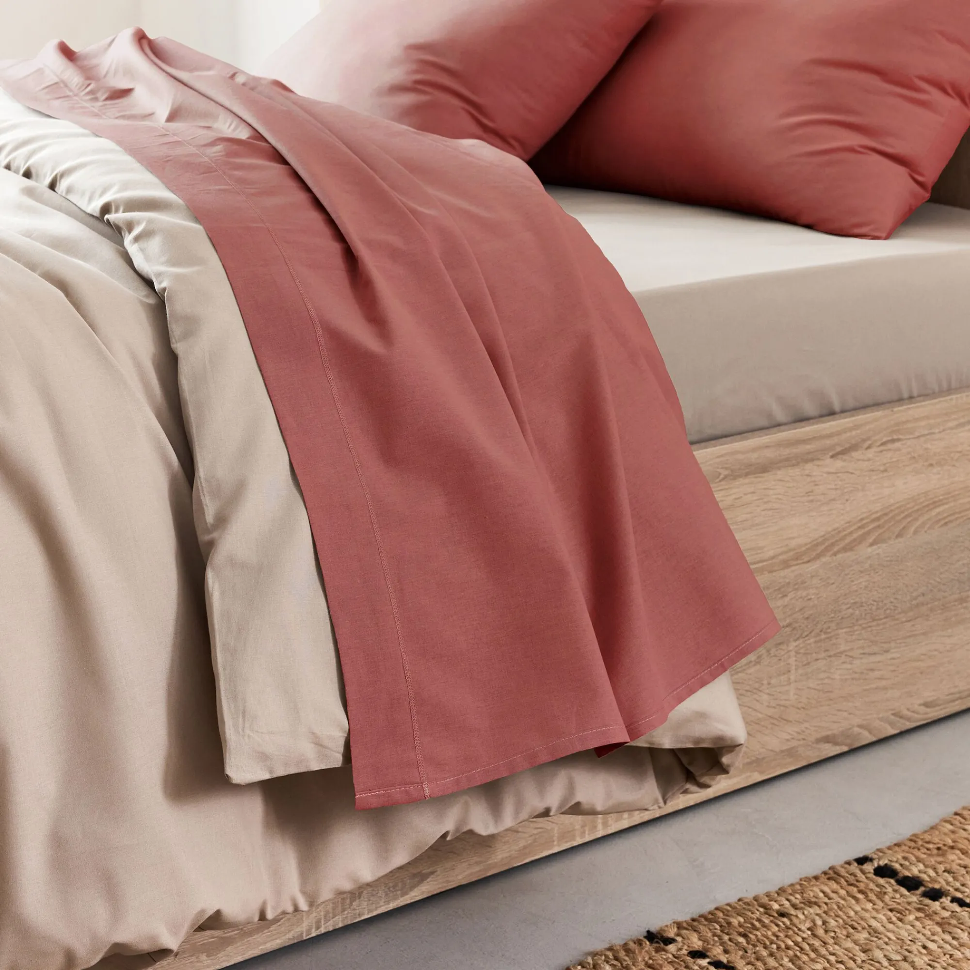 alinea Drap Plat*Drap plat en coton 270x300cm - ricin Rouge