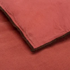 alinea Couvre-Lit*Édredon en lin et coton 100x180cm piquage pompons - arcilla Rouge