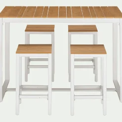 alinea Table Haute De Jardin|Table De Jardin*Ensemble table haute de jardin et 4 tabourets - bois clair