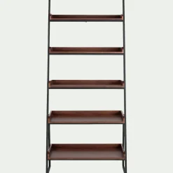 alinea Bibliothèque Et Étagère*Etagère 5 tablettes plaquée noyer et métal noir - L80cm Bois foncé