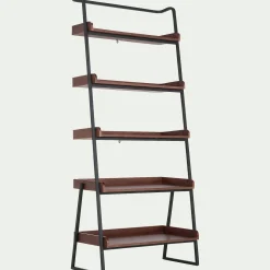 alinea Bibliothèque Et Étagère*Etagère 5 tablettes plaquée noyer et métal noir - L80cm Bois foncé
