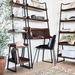 alinea Bibliothèque Et Étagère*Etagère 5 tablettes plaquée noyer et métal noir L40cm - Bois foncé