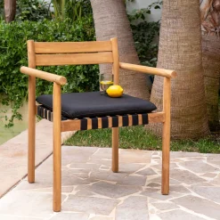 alinea Pouf Exterieur|Fauteuil De Jardin*Fauteuil de jardin à sangles en teck - Bois clair
