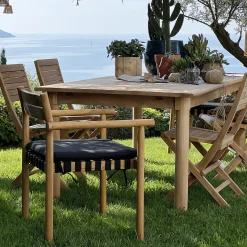 alinea Pouf Exterieur|Fauteuil De Jardin*Fauteuil de jardin à sangles en teck - Bois clair