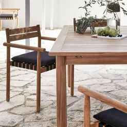 alinea Pouf Exterieur|Fauteuil De Jardin*Fauteuil de jardin à sangles en teck - Bois clair