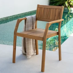 alinea Chaise De Jardin*Fauteuil de jardin avec accoudoirs en acacia huilé - Bois clair