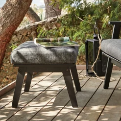 alinea Salon De Jardin Bois*Fauteuil de jardin et repose-pieds en bois d'eucalyptus - Noir