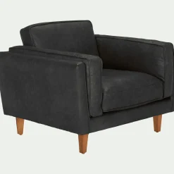alinea Fauteuil*Fauteuil en cuir de vachette Noir