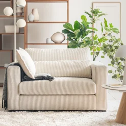 alinea Fauteuil|Petit Canapé*Fauteuil en velours côtelé Azores - Beige