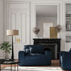 alinea Fauteuil|Petit Canapé*Fauteuil fixe en tissu côtelé - Bleu calabrun