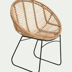 alinea Fauteuil*Fauteuil rond en rotin et métal - Naturel