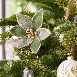 alinea Suspension De Noël|Décoration À Suspendre*Fleur à clip en feutre 14x12cm - Vert