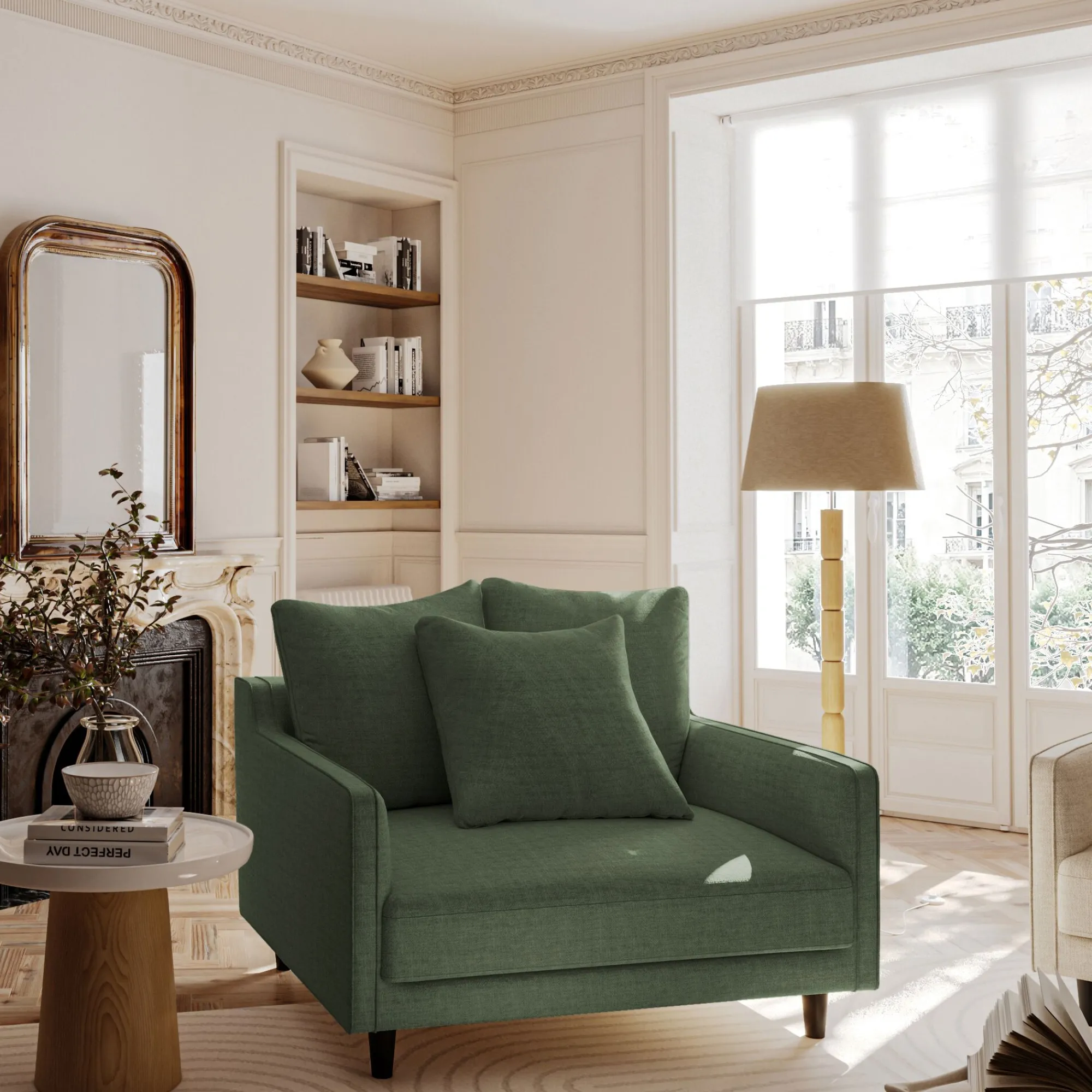 alinea Fauteuil|Petit Canapé*Grand fauteuil fixe en tissu monclar - cèdre Vert