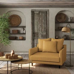 alinea Fauteuil|Petit Canapé*Grand fauteuil fixe en tissu monclar - argan Jaune