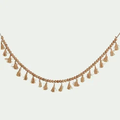 alinea Guirlande Déco|Guirlande Déco*Guirlande perles de bois et pompons en raphia - L155cm Naturel