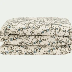 alinea Housse De Couette*Housse de couette à motif végétal en percale de coton 240x220cm - Blanc