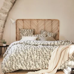 alinea Housse De Couette*Housse de couette à motif végétal en percale de coton 240x220cm - Blanc