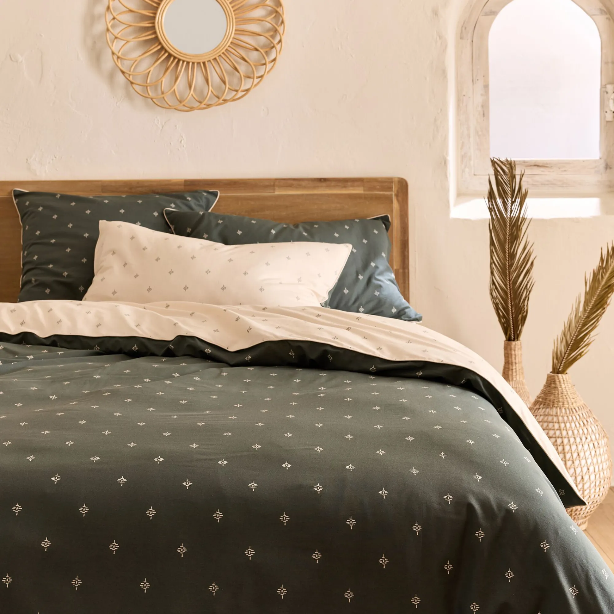 alinea Housse De Couette*Housse de couette à motifs 240x220cm en coton - Vert