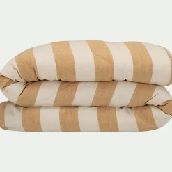alinea Parure De Lit*Housse de couette à rayures en coton flammé lavé 240x220cm - Jaune