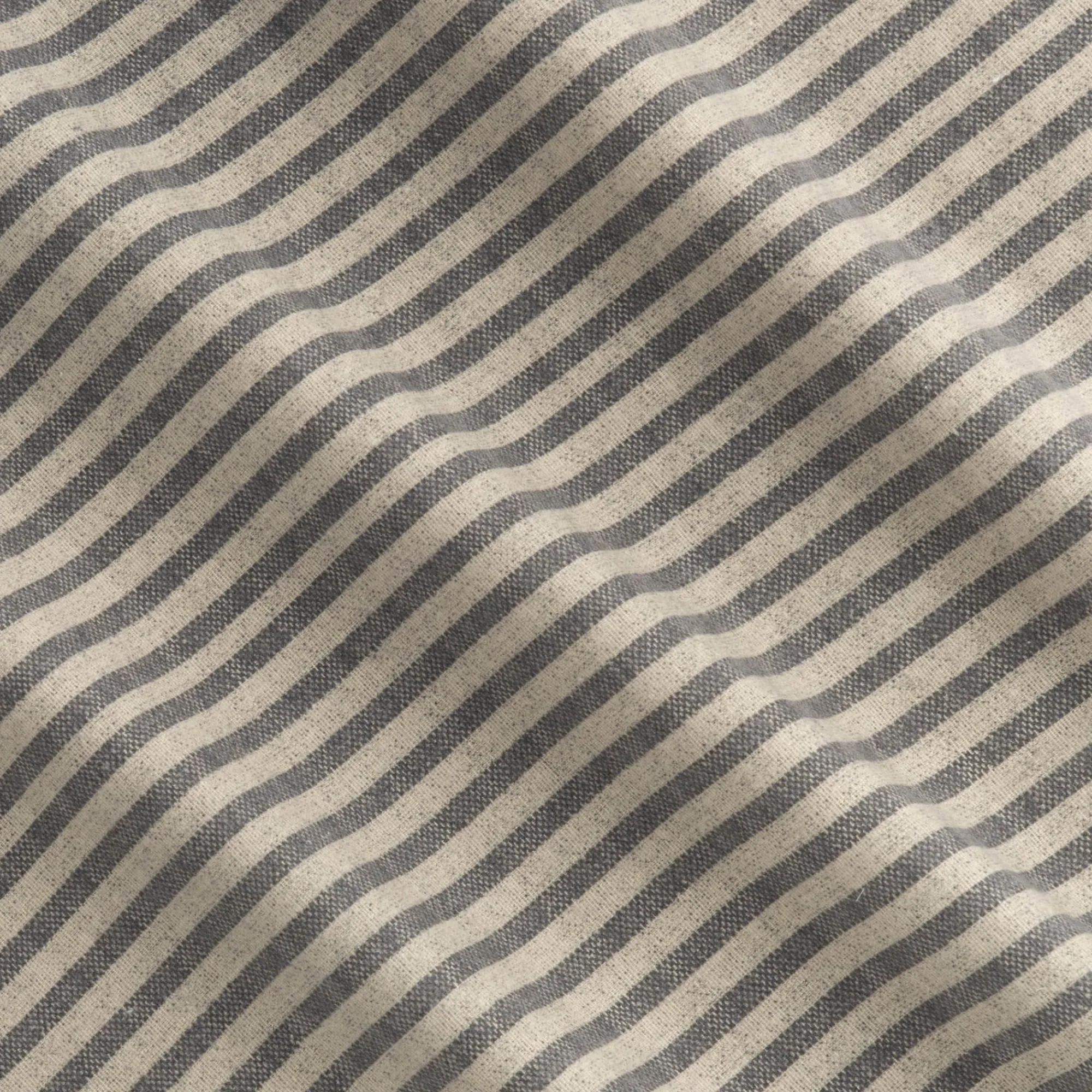 alinea Housse De Couette*Housse de couette à rayures en flanelle de coton 240x220cm - Gris