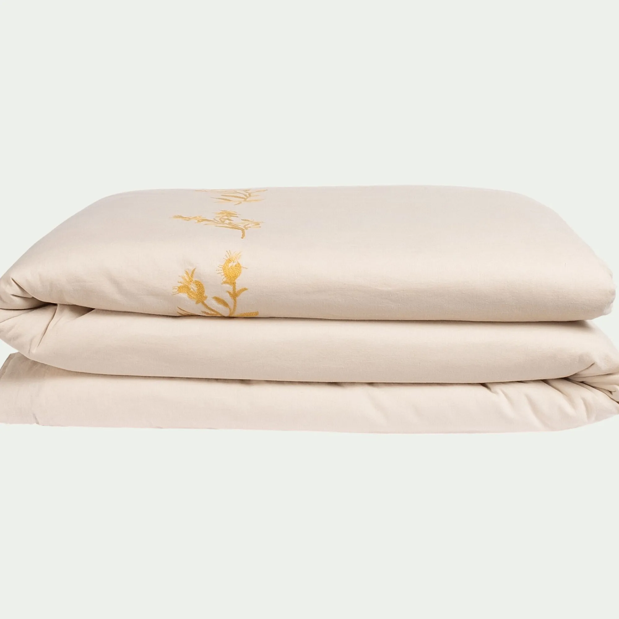 alinea Housse De Couette*Housse de couette brodée en lin lavé et coton 260x240cm - Blanc
