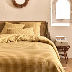 alinea Housse De Couette*Housse de couette en coton motif carreaux 240x220cm - Jaune