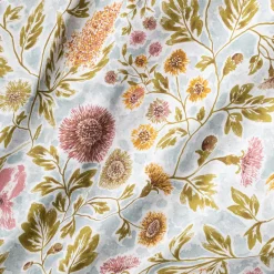 alinea Housse De Couette*Housse de couette en coton lavé motif floral 240x220cm - Bleu