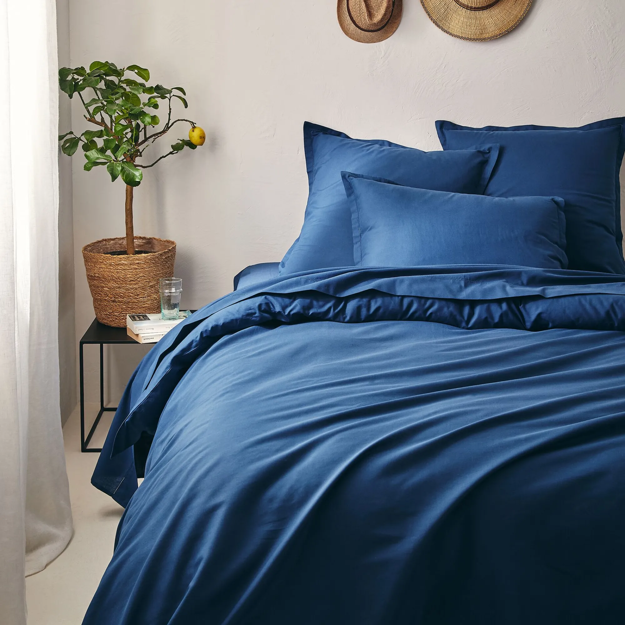 alinea Housse De Couette*Housse de couette en coton bio 240x220cm - abysse Bleu