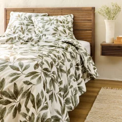 alinea Housse De Couette*Housse de couette en coton motif végétal 240x220cm - Vert