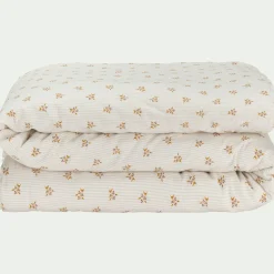 alinea Housse De Couette*Housse de couette en lin et coton motif argan 240x220cm - Jaune