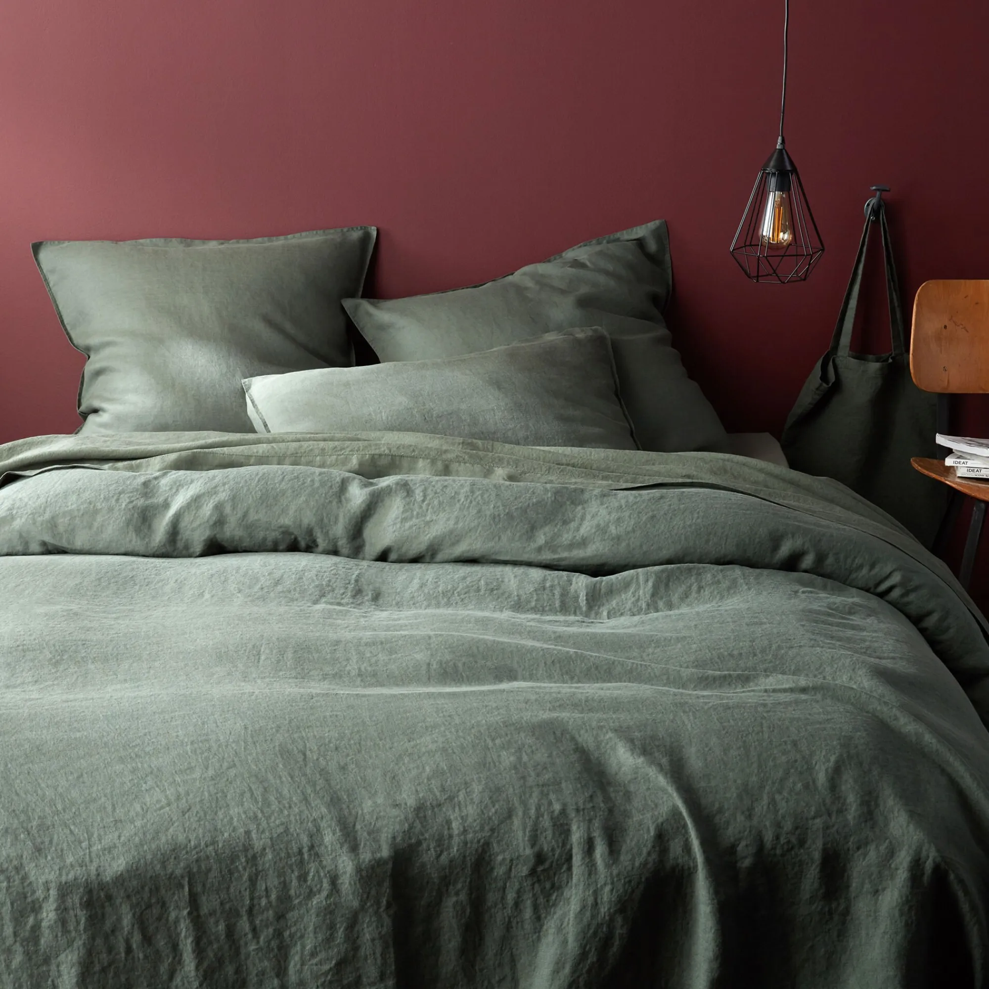 alinea Housse De Couette*Housse de couette en lin lavé 240x220cm - cèdre Vert