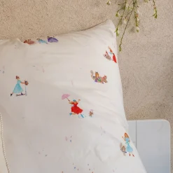 alinea Bureau Enfant|Linge De Lit Enfant*Housse de couette enfant 140x200cm et 1 taie d'oreiller 63x63cm motif princesse en coton - Blanc