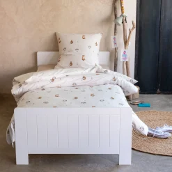 alinea Bureau Enfant|Linge De Lit Enfant*Housse de couette enfant 140x200cm et 1 taie d'oreiller 63x63cm motif animaux en coton - Blanc