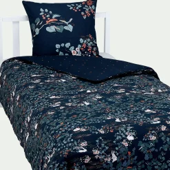 alinea Bureau Enfant|Linge De Lit Enfant*Housse de couette enfant 140x200cm et 1 taie d'oreiller 63x63cm - motifs bosquet nuit Bleu