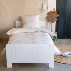 alinea Bureau Enfant|Linge De Lit Enfant*Housse de couette enfant 140x200cm et 1 taie d'oreiller 63x63cm motif floral en coton - ficelle Beige