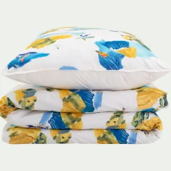 alinea Bureau Enfant|Linge De Lit Enfant*Housse de couette motif sormiou 140x200cm et 1 taie d'oreiller 63x63cm - Blanc