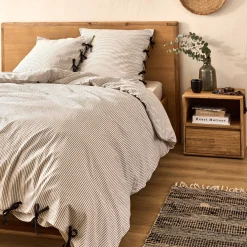alinea Housse De Couette*Housse de couette 240x220cm en coton lavé à motif rayures - Blanc