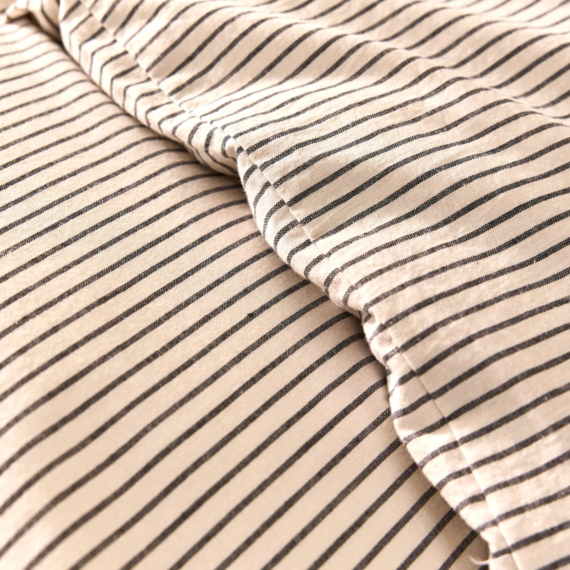 alinea Housse De Couette*Housse de couette 240x220cm en coton lavé à motif rayures - Blanc