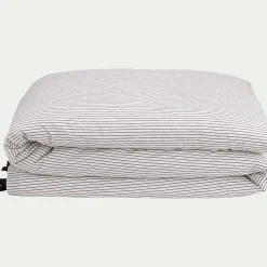 alinea Housse De Couette*Housse de couette 240x220cm en coton lavé à motif rayures - Blanc