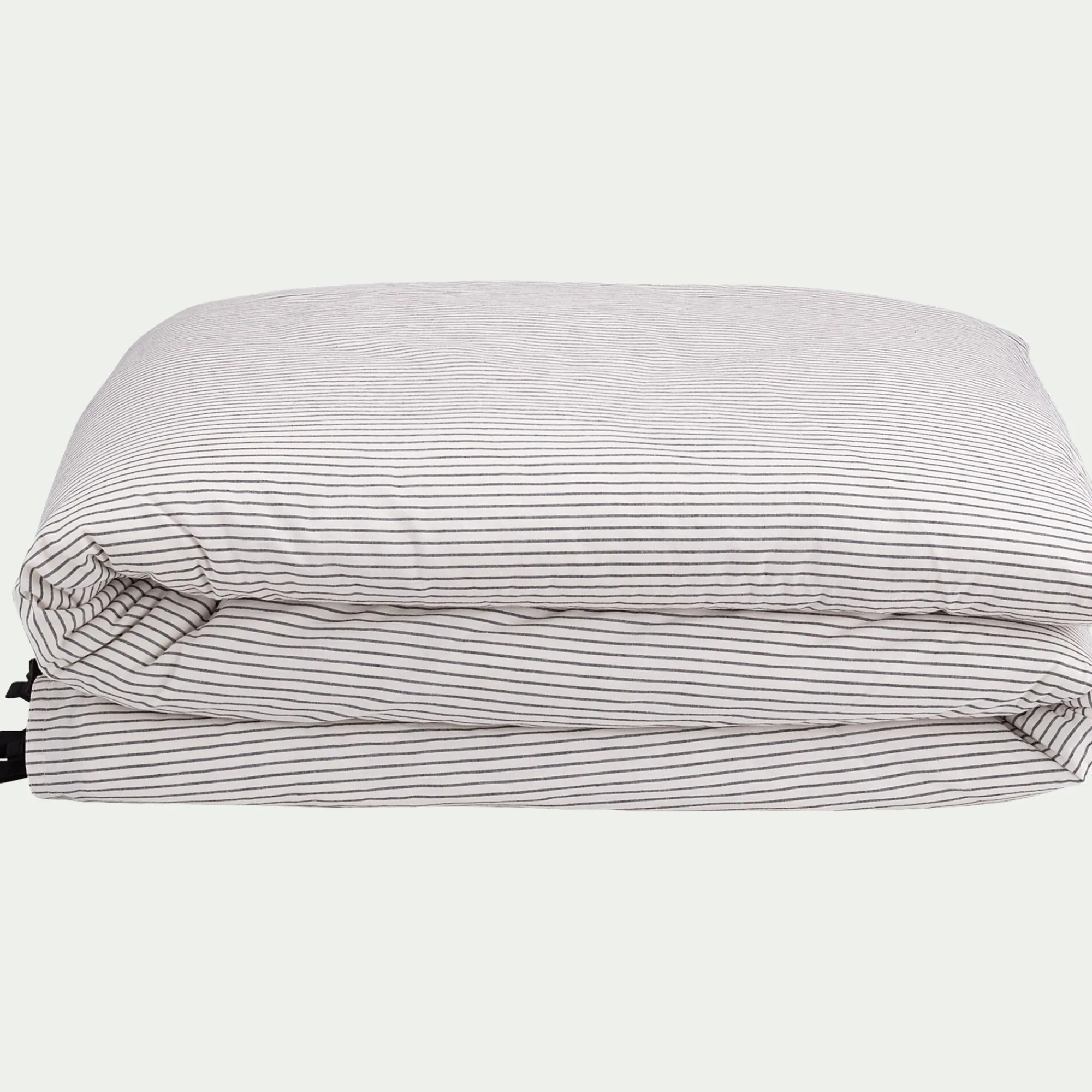 alinea Housse De Couette*Housse de couette 240x220cm en coton lavé à motif rayures - Blanc