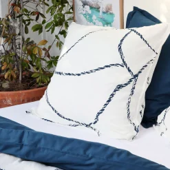 alinea Parure De Lit*Housse de couette 260x240cm et 2 taies d'oreiller 63x63cm en coton flammé lavé - Blanc