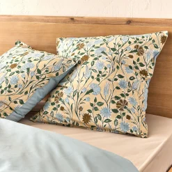 alinea Parure De Lit*Housse de couette 240x220cm et 2 taies d'oreiller 63x63cm en percale de coton motif floral - Bleu