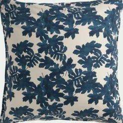 alinea Parure De Lit*Housse de couette 260x240cm et 2 taies d'oreiller 63x63cm en coton avec motif feuilles - Bleu