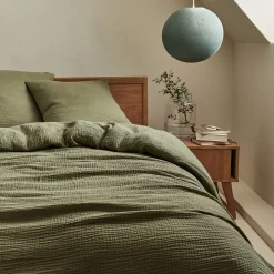 alinea Parure De Lit*Housse de couette 260x240cm et 2 taies d'oreiller 63x63cm en double gaze de coton - sauge Vert