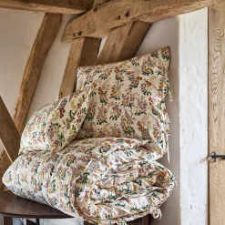 alinea Parure De Lit*Housse de couette 240x220cm et 2 taies d'oreiller 63x63cm motif floral en coton lavé - Orange