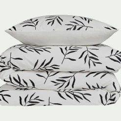 alinea Parure De Lit*Housse de couette 240x220cm et 2 taies d'oreiller 63x63cm en coton - motifs branches d'aloyse Blanc