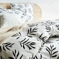 alinea Parure De Lit*Housse de couette 240x220cm et 2 taies d'oreiller 63x63cm en coton - motifs branches d'aloyse Blanc
