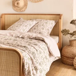 alinea Parure De Lit*Housse de couette 240x220cm et 2 taies d'oreiller 63x63cm en coton motif baroque - Blanc