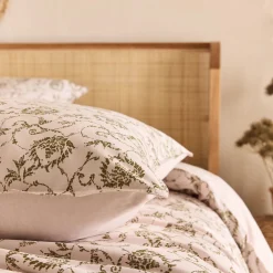 alinea Parure De Lit*Housse de couette 240x220cm et 2 taies d'oreiller 63x63cm en coton motif baroque - Blanc